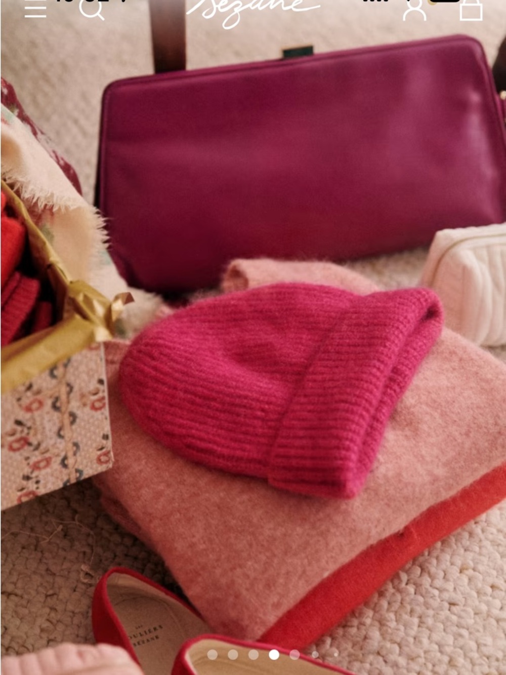 Sezane Paul Beanie in Raspberry - Picture 7 of 8